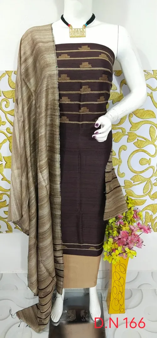 Traditional Tussar Dupion Silk Suit Material for Women